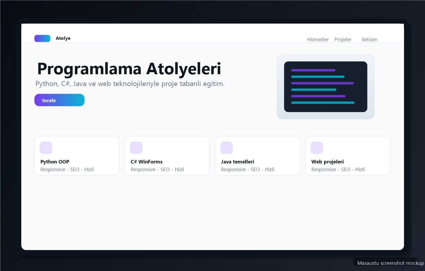 Programlama Atölyeleri masaüstü ekran görüntüsü